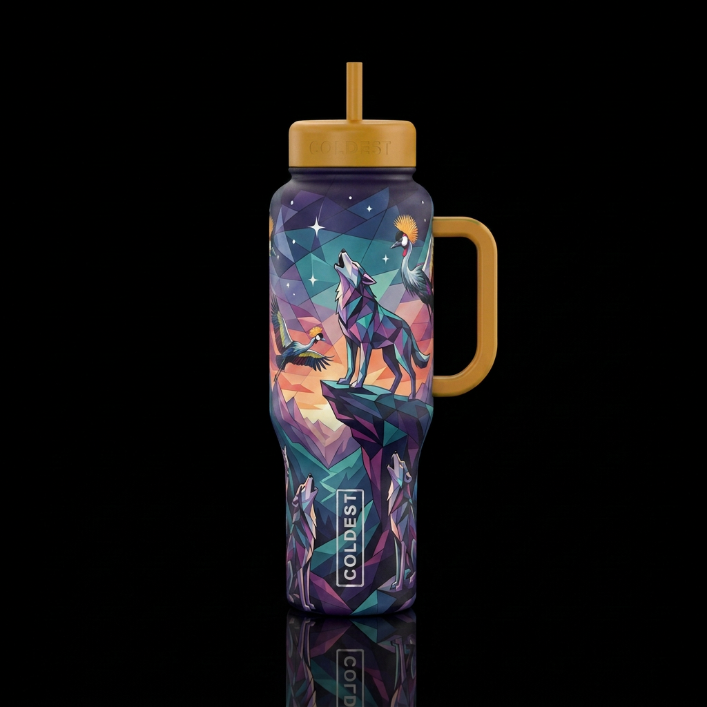 Change the butterflies to grey crowned cranes water bottle design