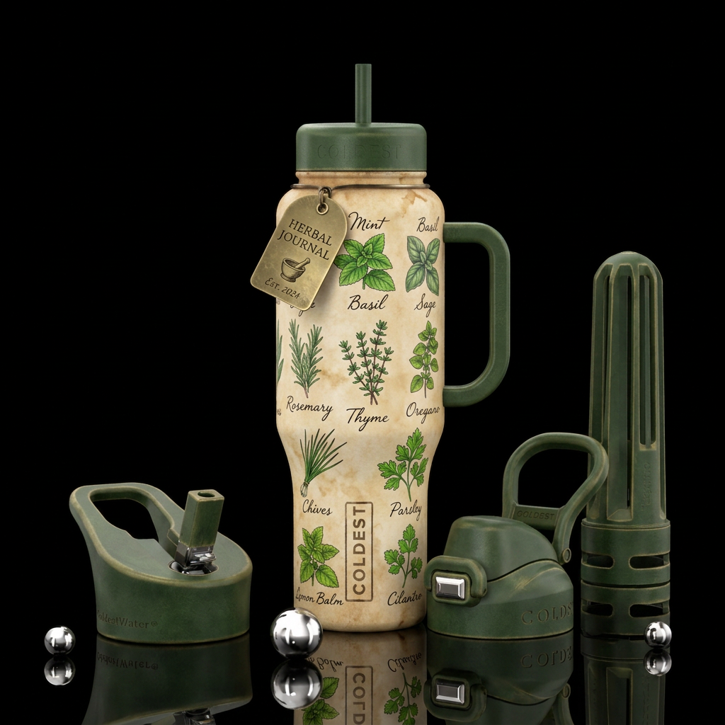 Herb garden water bottle design