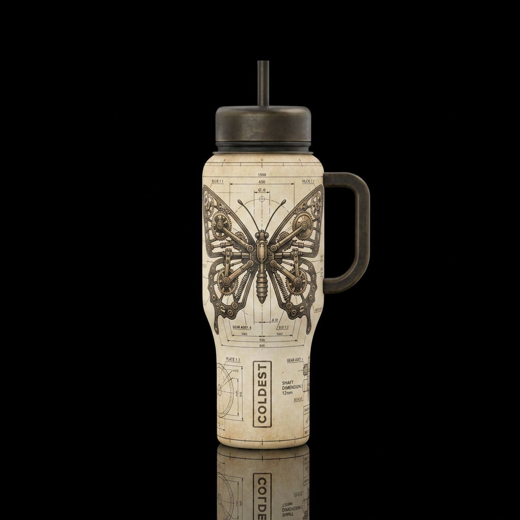 Architect of a Butterfly water bottle design