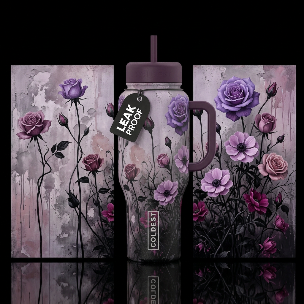Deep Purple water bottle design