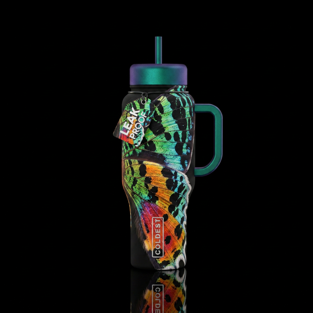 Chrysiridia rhipheus scale detail water bottle design