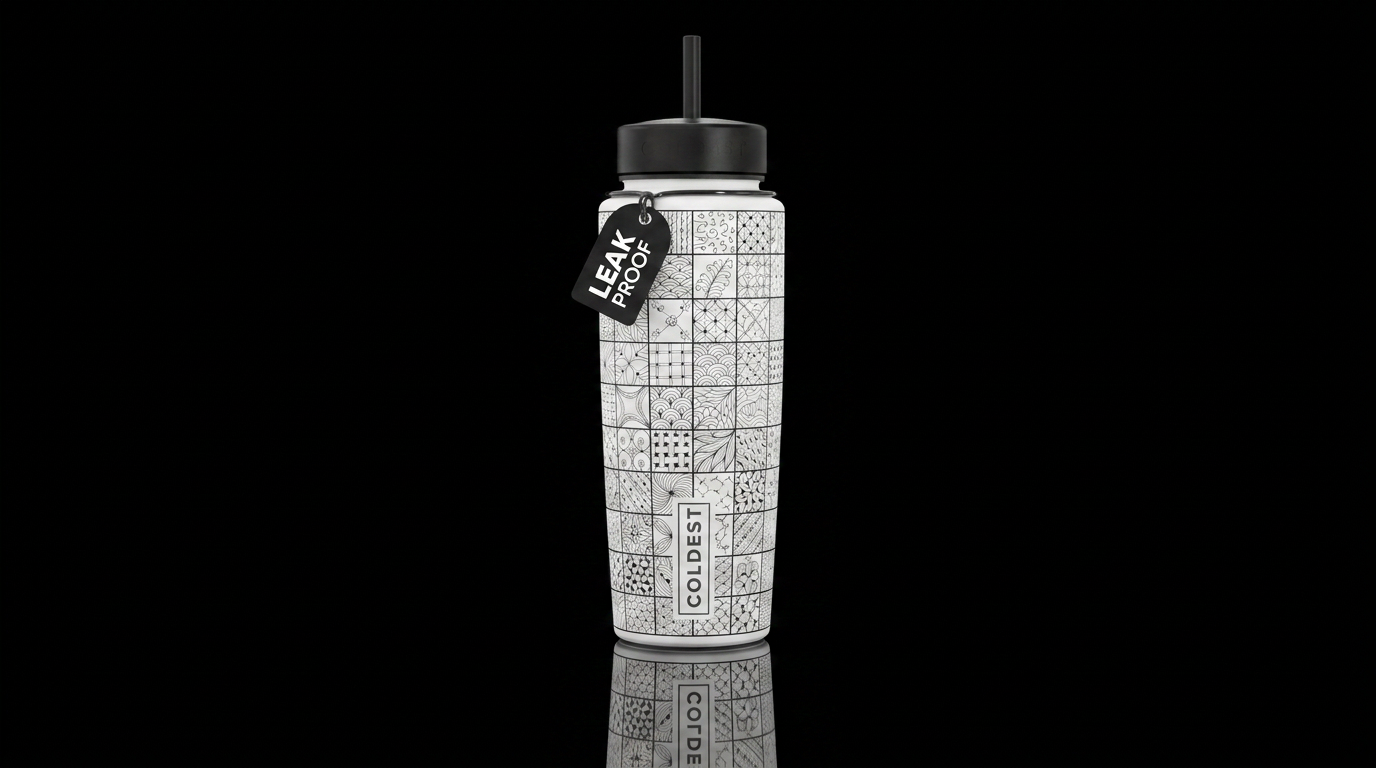 Zen doodle water bottle design