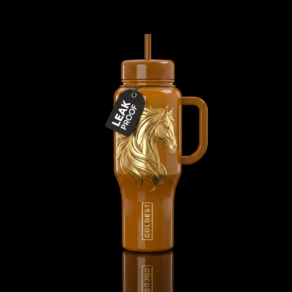 Gold Horse water bottle design