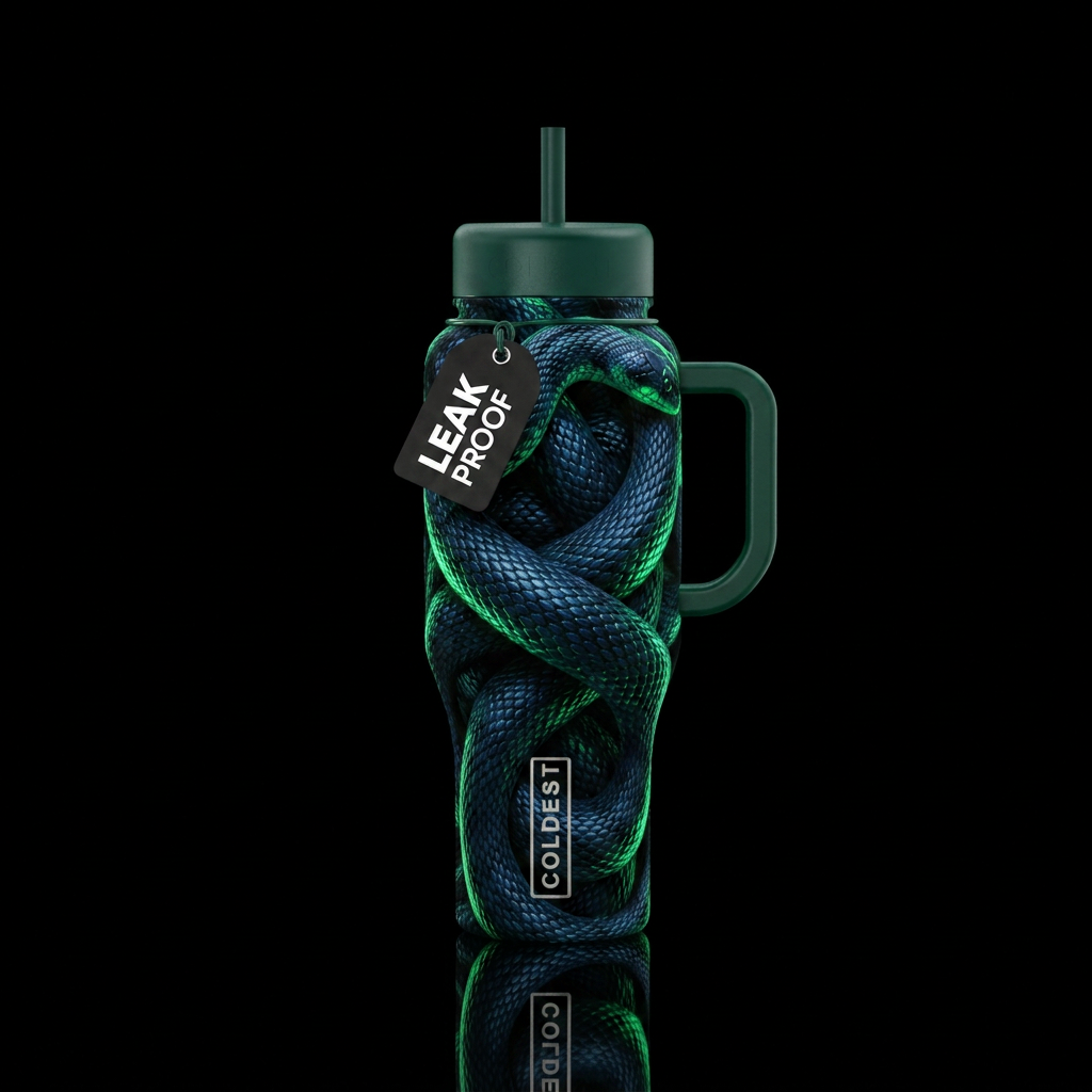 Make the bottle look as though it is has a snakes ... water bottle design
