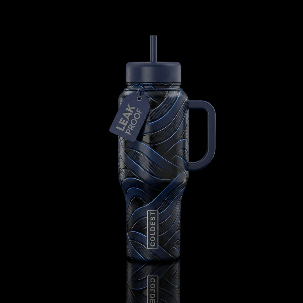 Cover a black bottle with Seamless repeating dark ... water bottle design