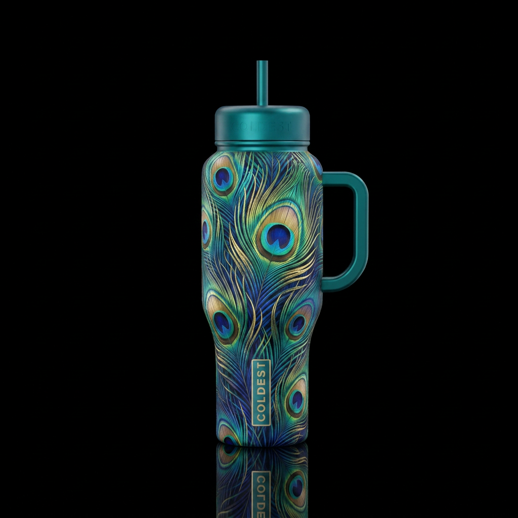 Peacock water bottle design