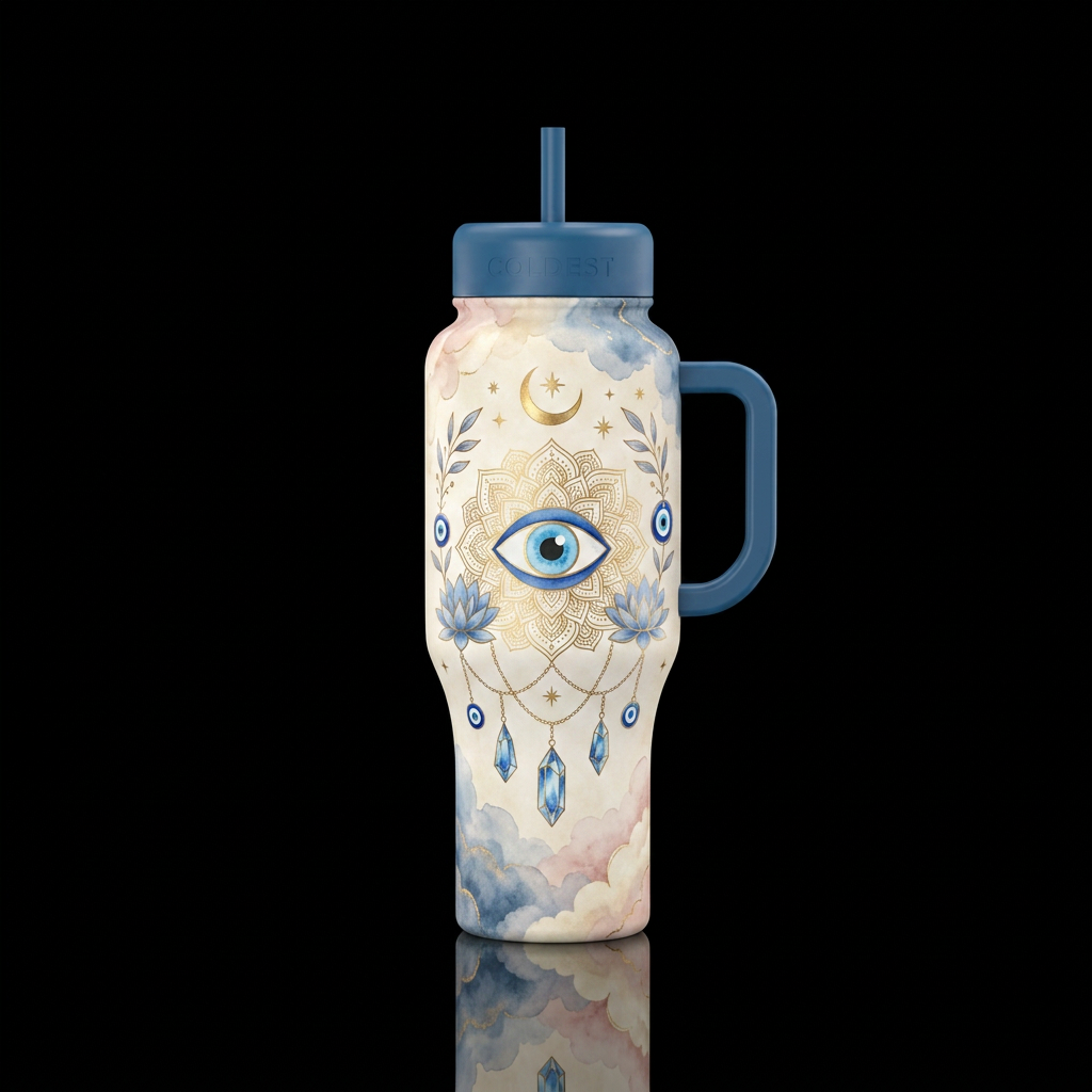 Evil eye water bottle design