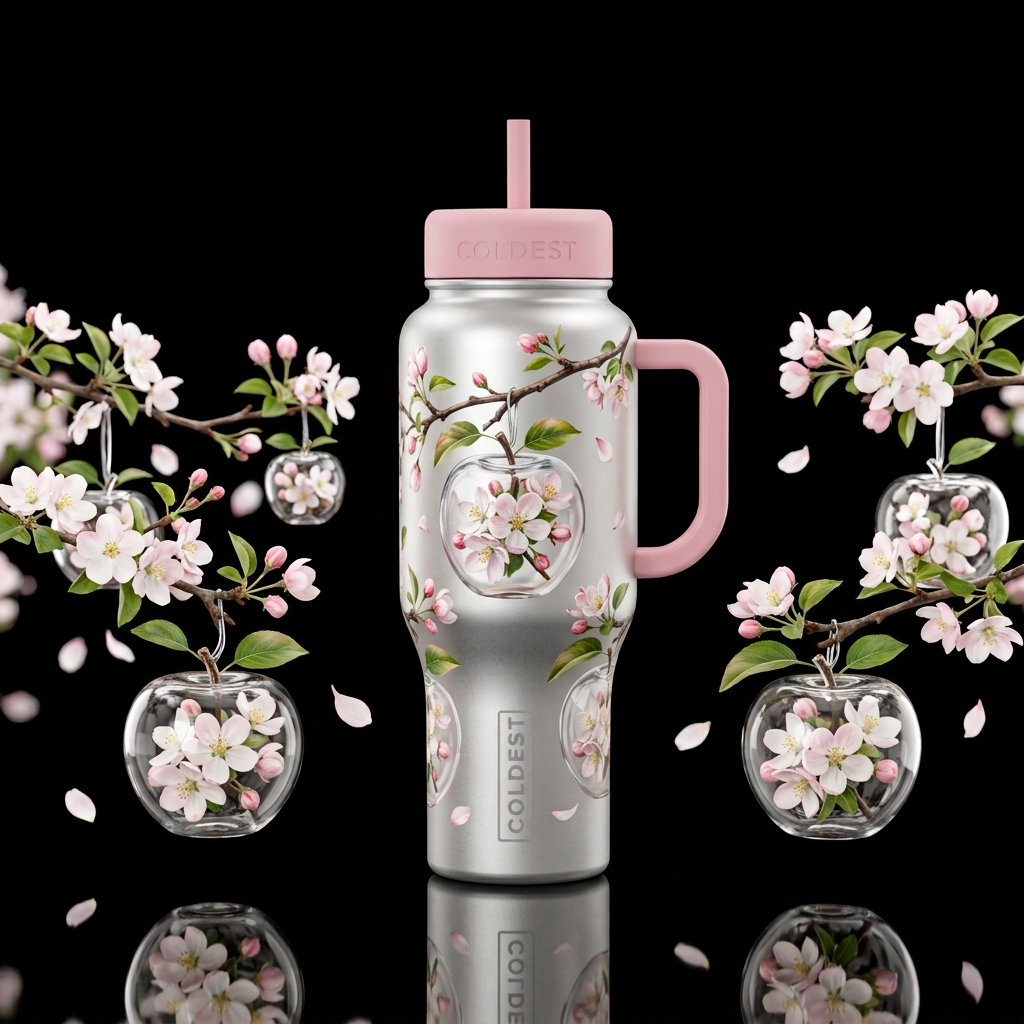 Apple Blossom water bottle design
