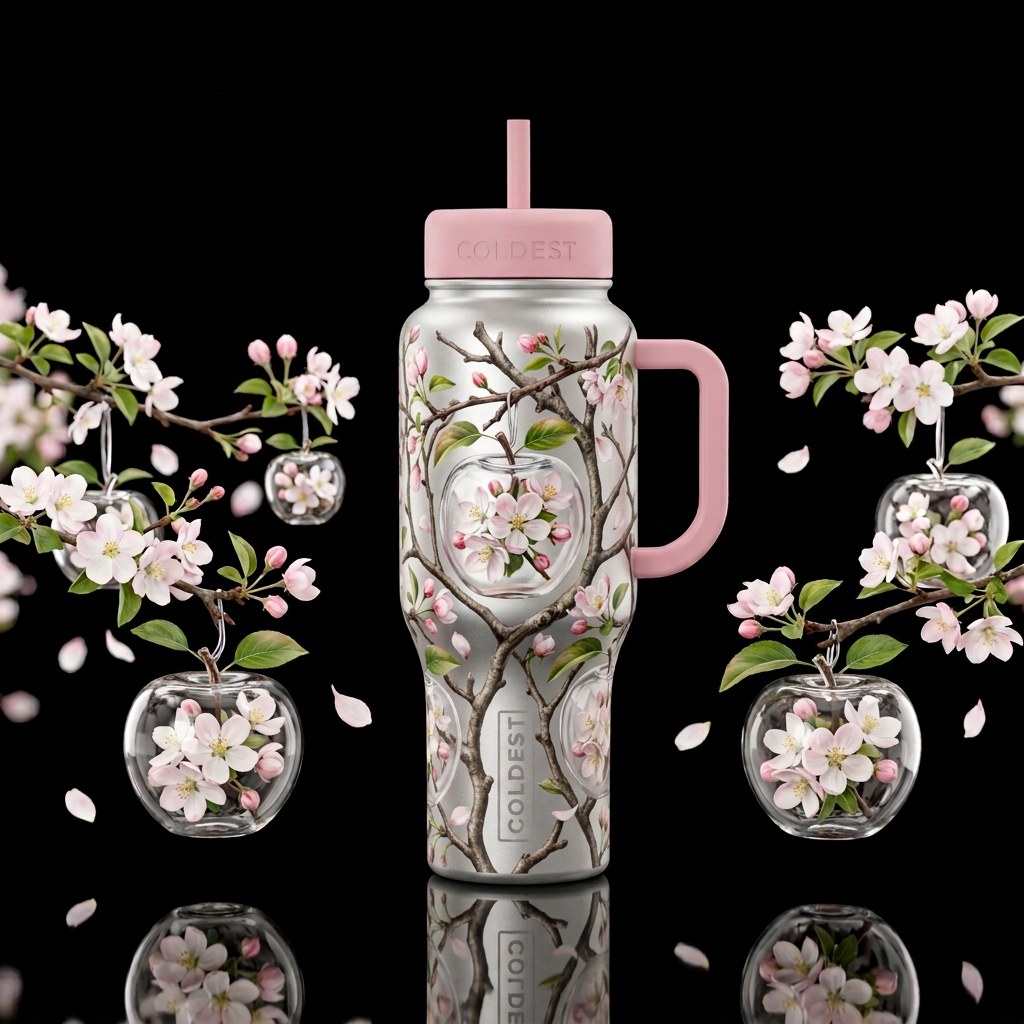 Apple Blossoms water bottle design