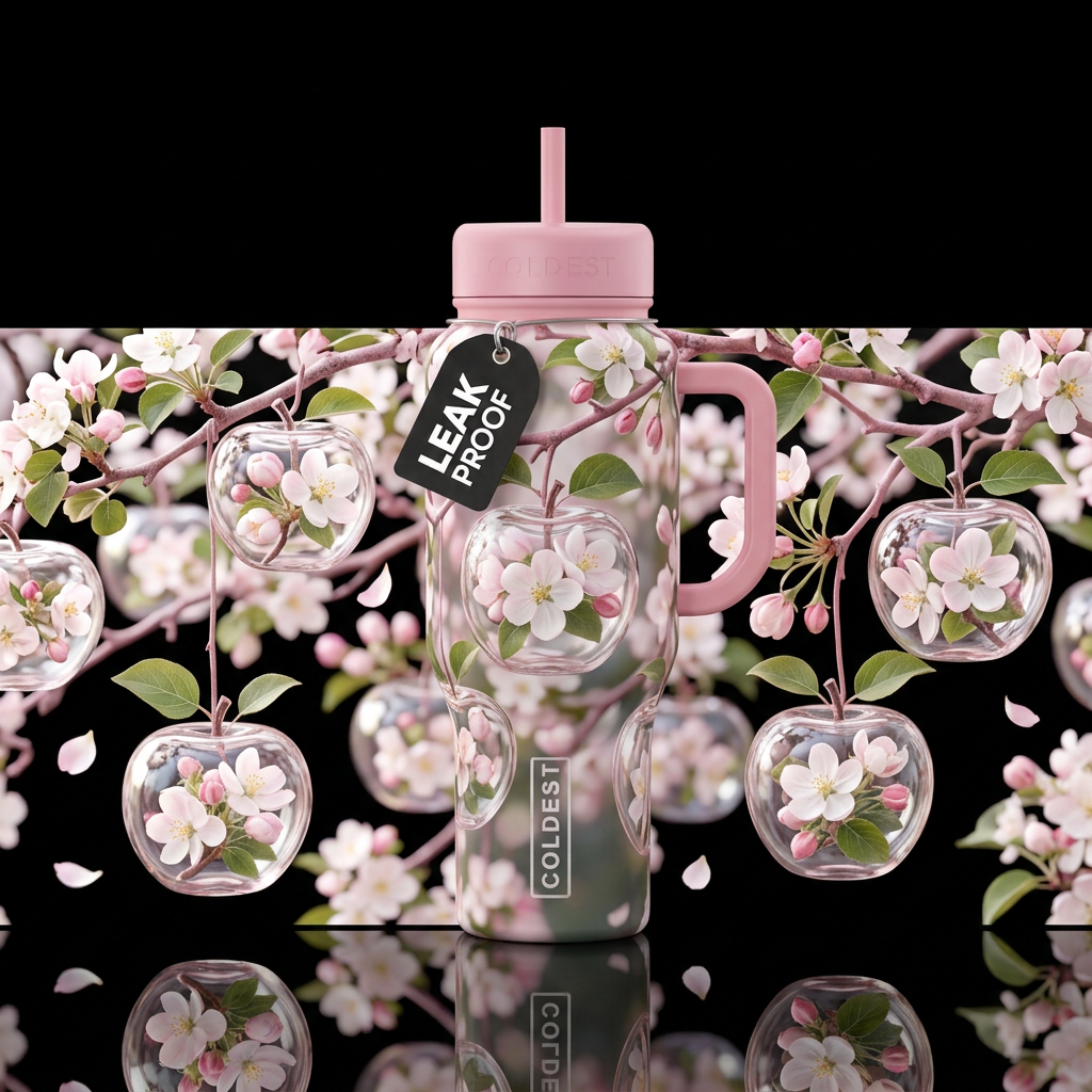 Apple Blossoms water bottle design