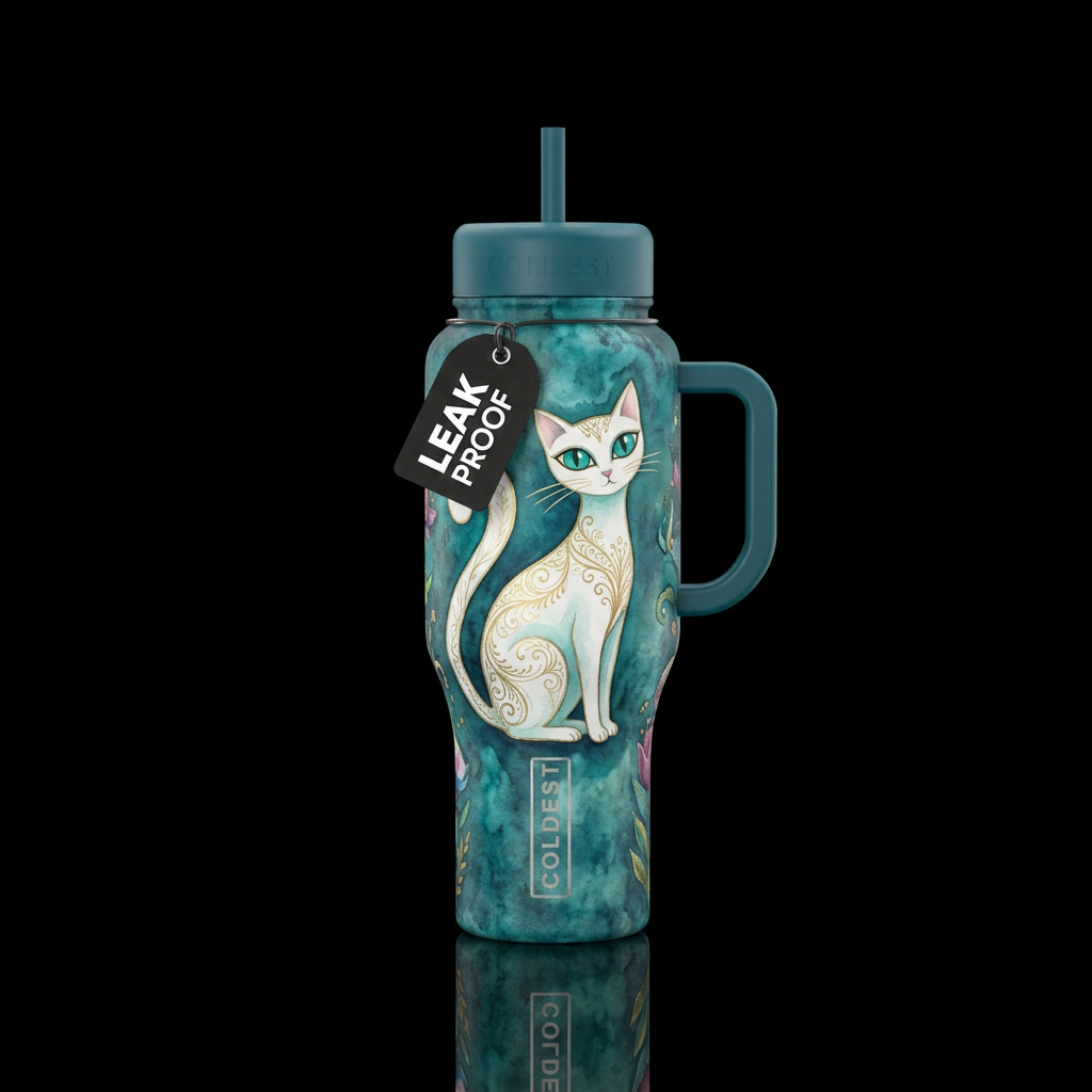 Enchanted Feline water bottle design