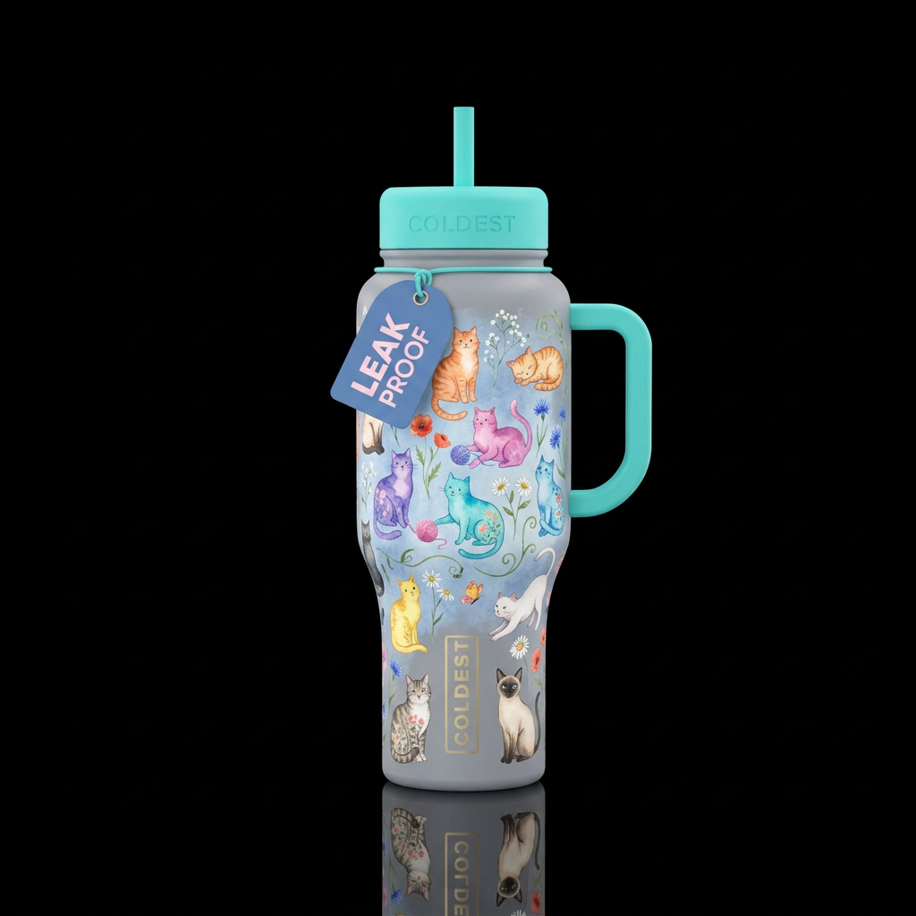 Ailurophiles Unite water bottle design
