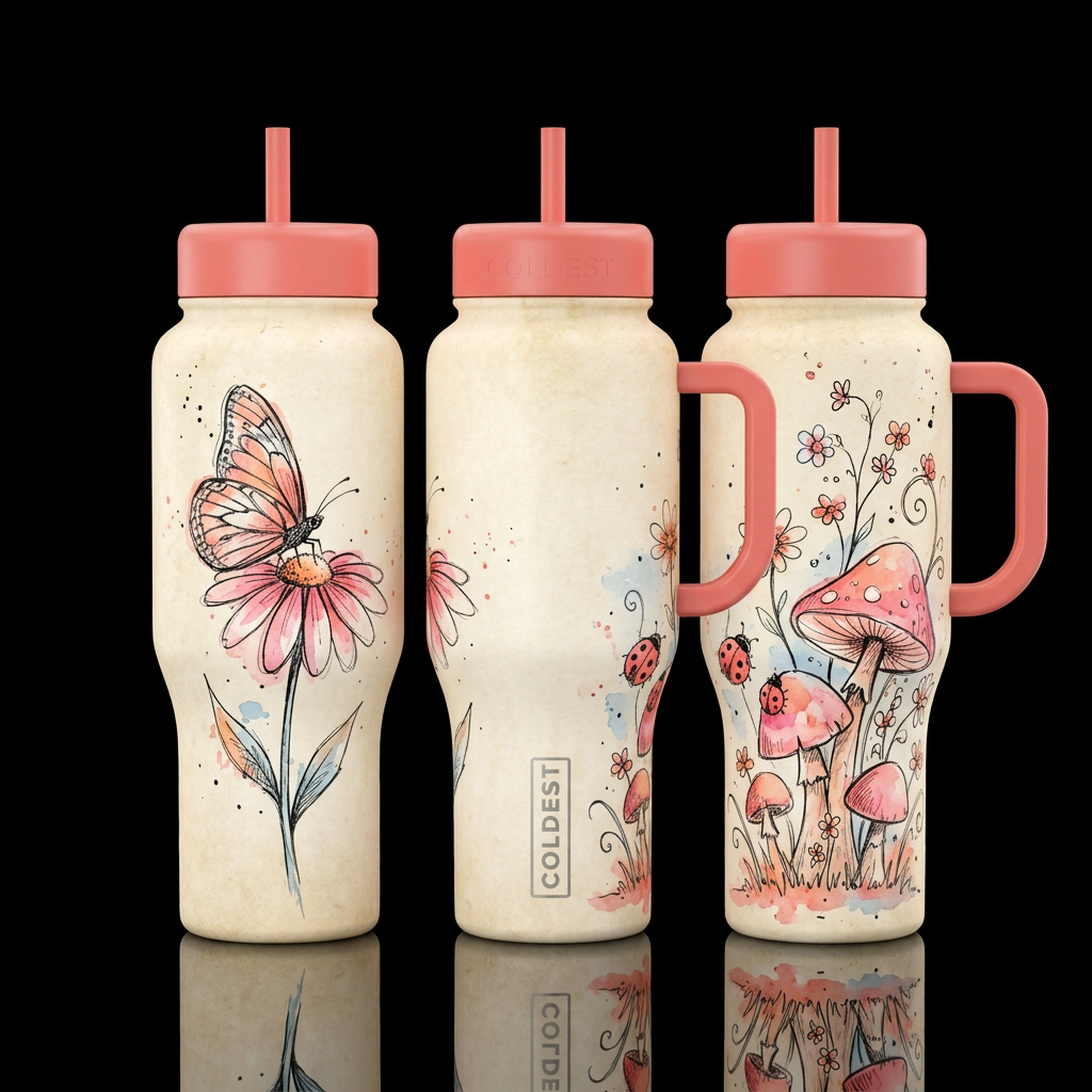 Summer Sketch water bottle design