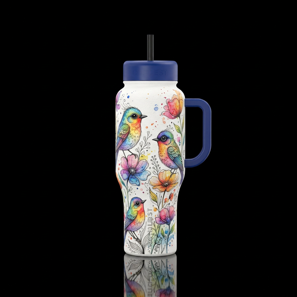 Watercolor Summer water bottle design