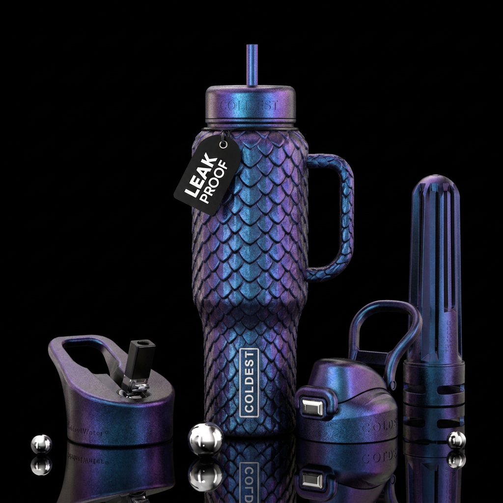 Dragon scales, dark blues and purples with shimmer... water bottle design