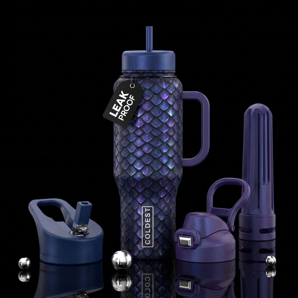 Dragon scales, dark blues and purples with shimmer... water bottle design