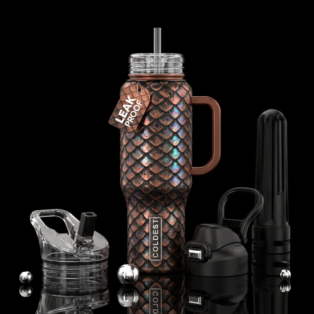 Dragon scales, dark copper with black and iridesce... water bottle design