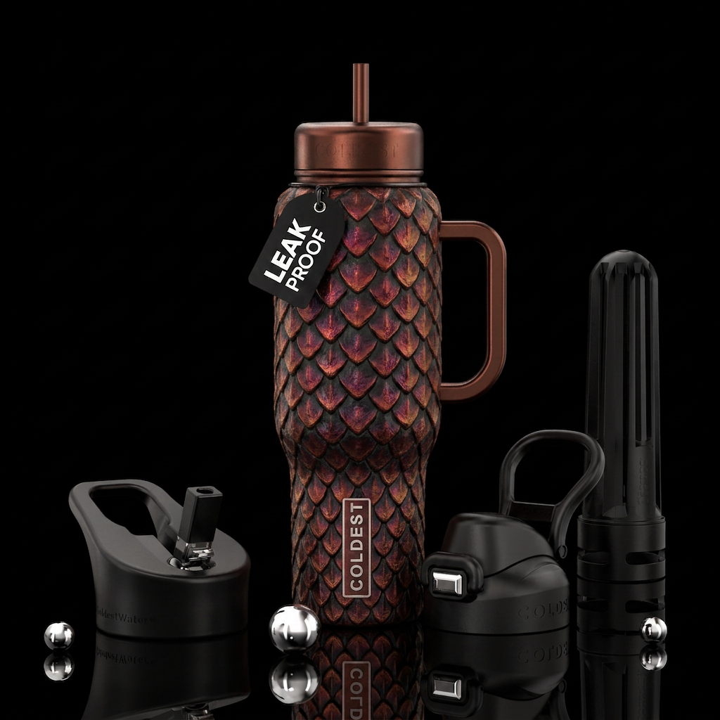 Dragon scales, dark copper with black and iridesce... water bottle design