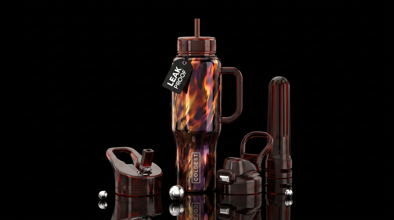 Fire obsidian water bottle design
