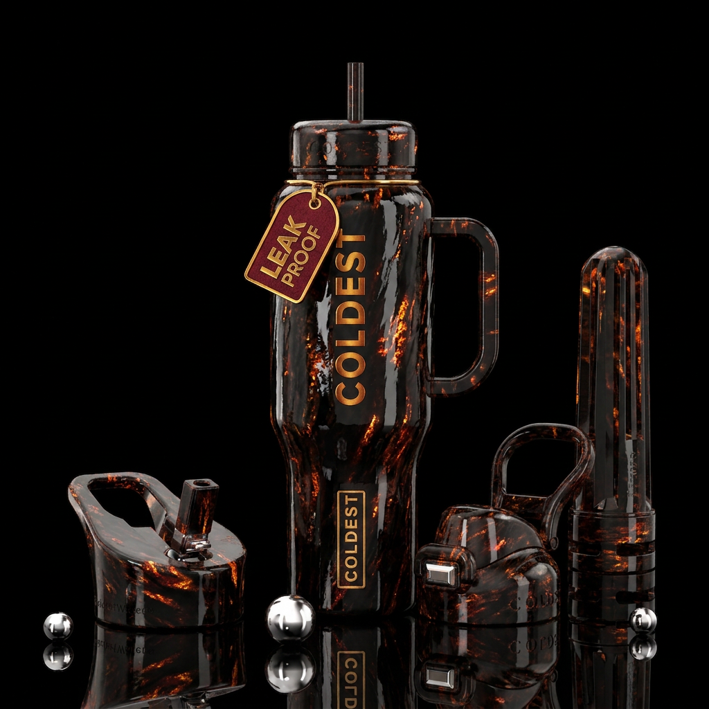 Fire obsidian water bottle design