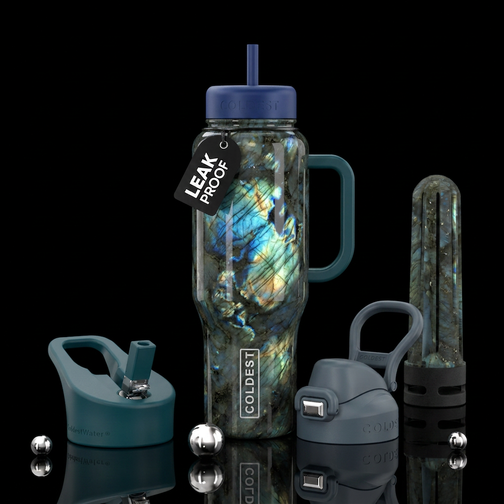 Labradorite water bottle design