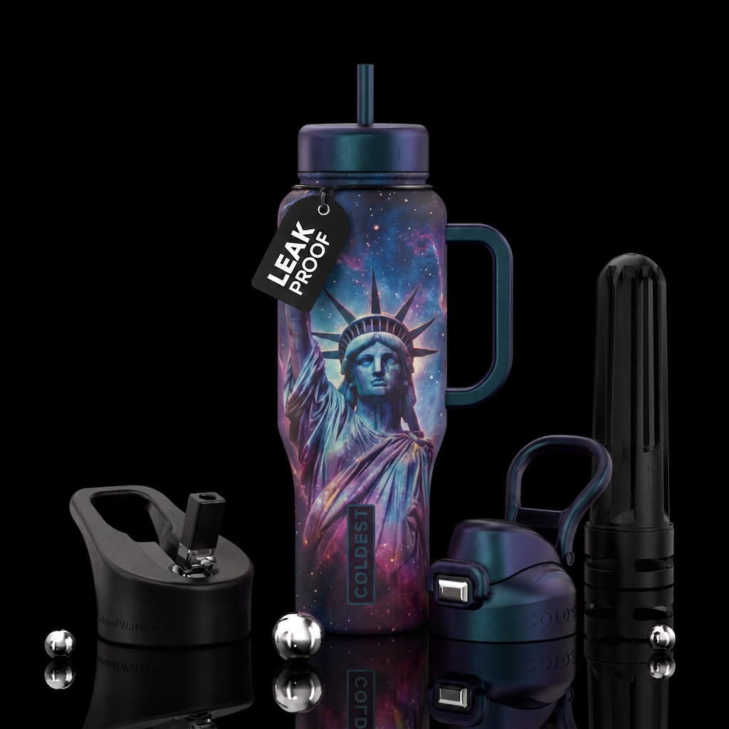 Statue of liberty nebula water bottle design