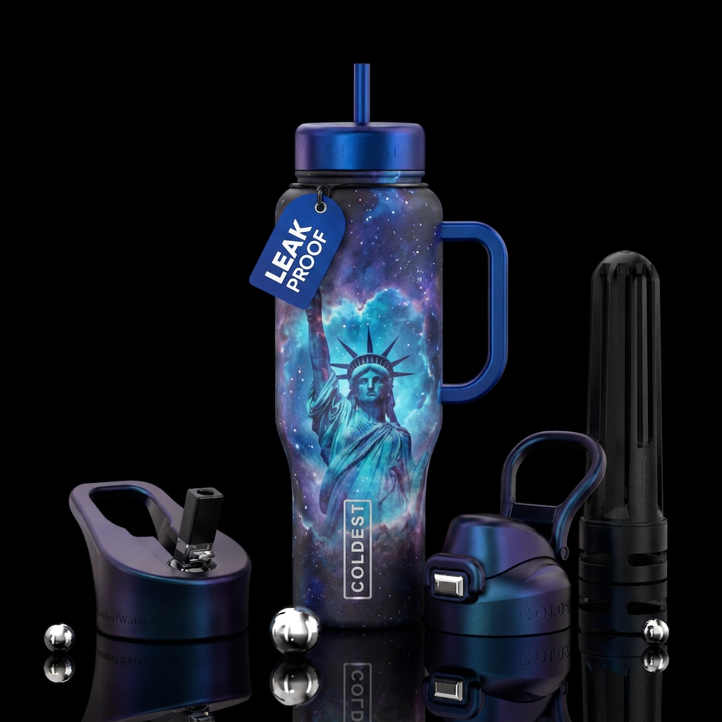 Statue of liberty nebula water bottle design