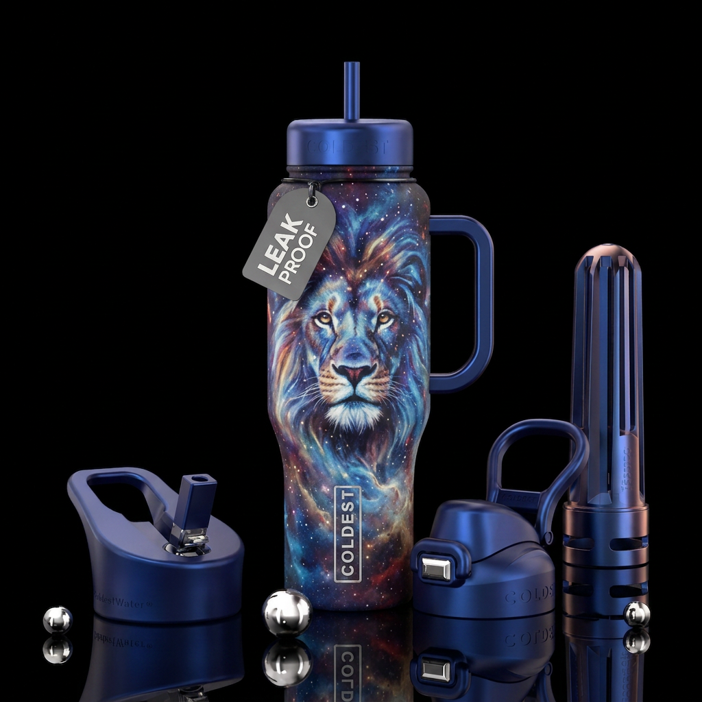 Lion nebula water bottle design