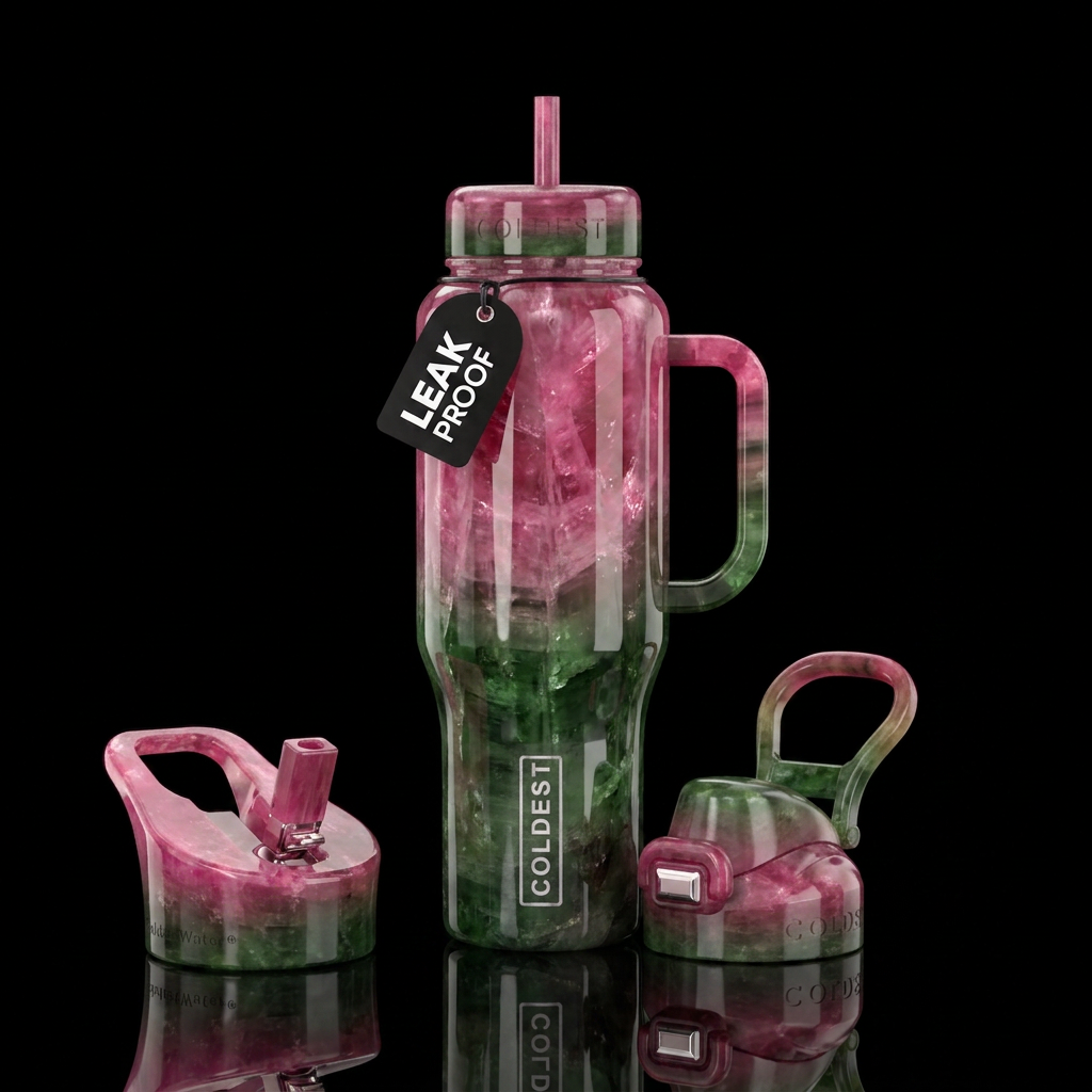 Watermelon tourmaline water bottle design