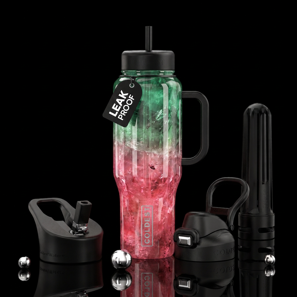 Watermelon tourmaline water bottle design