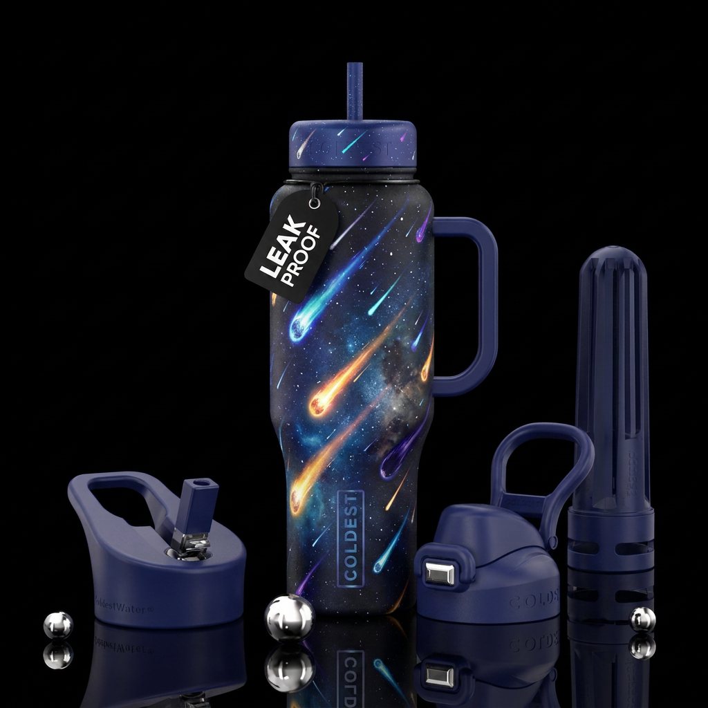 Meteor shower water bottle design