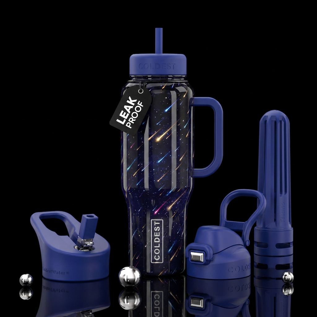 Meteor shower water bottle design