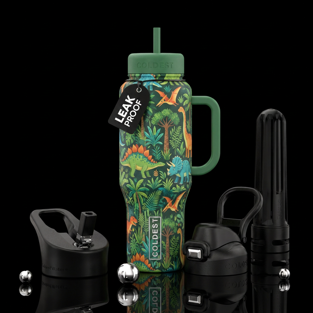 Jurassic woodland child's orint water bottle design