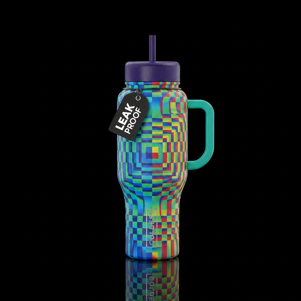 Optical illusion using squares water bottle design