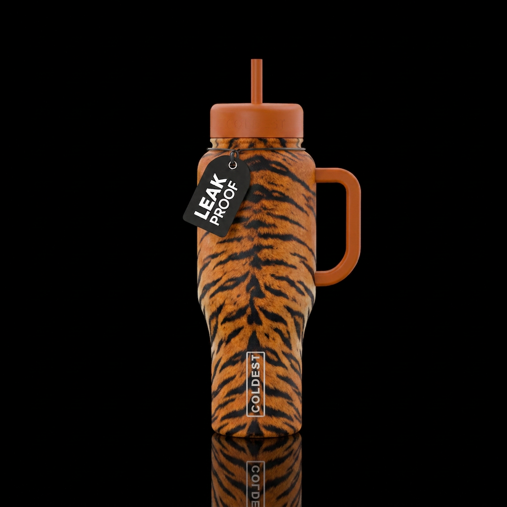 Tiger print water bottle design
