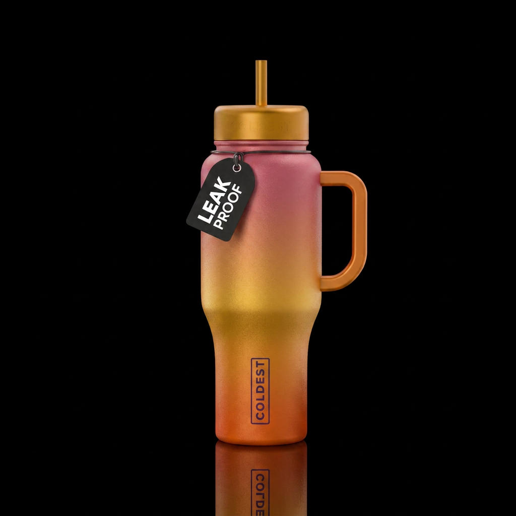 Sunset ombre hues water bottle design