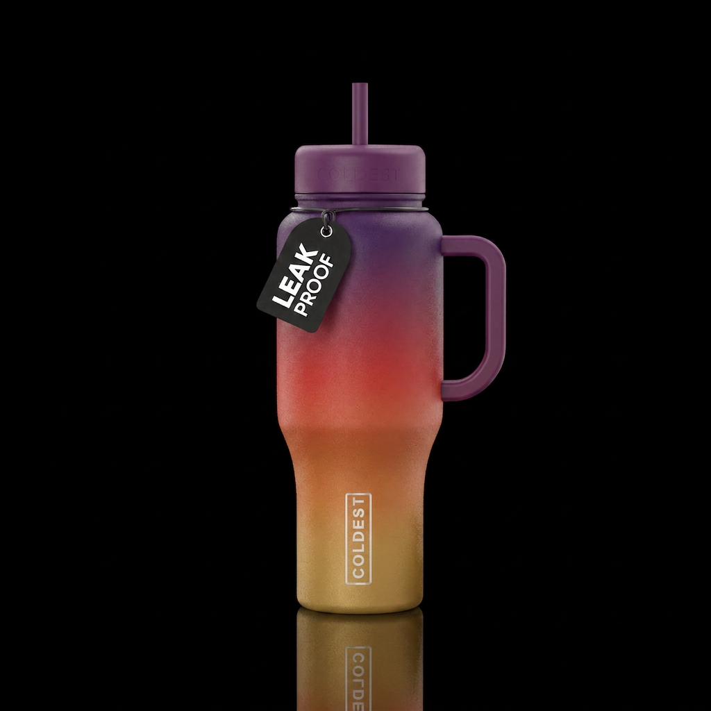 Sunset ombre hues water bottle design