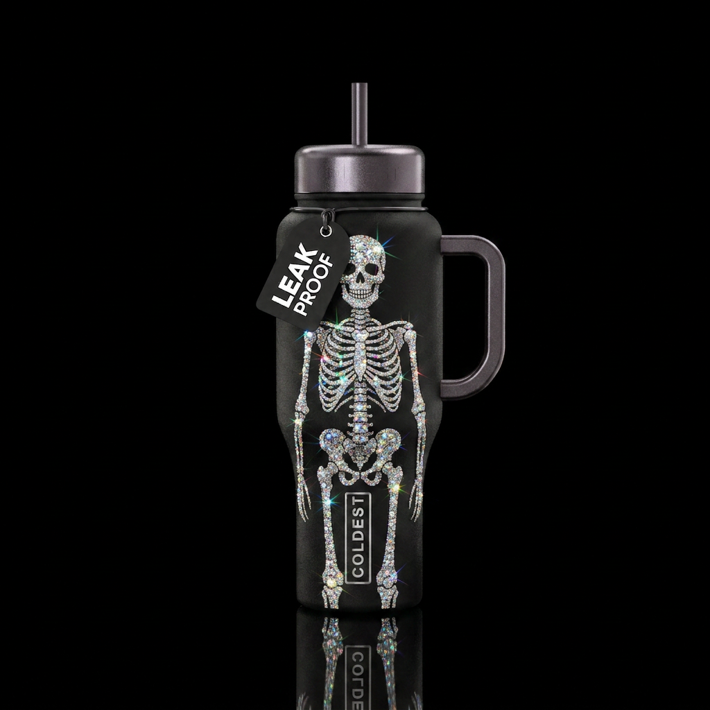 Skeleton made of diamonds show complete skeleton water bottle design