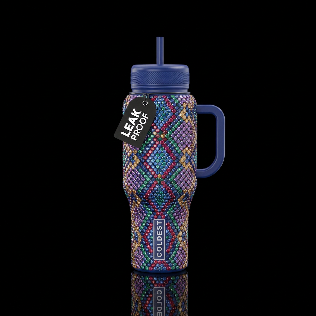 Snake skin made out of precious gems water bottle design