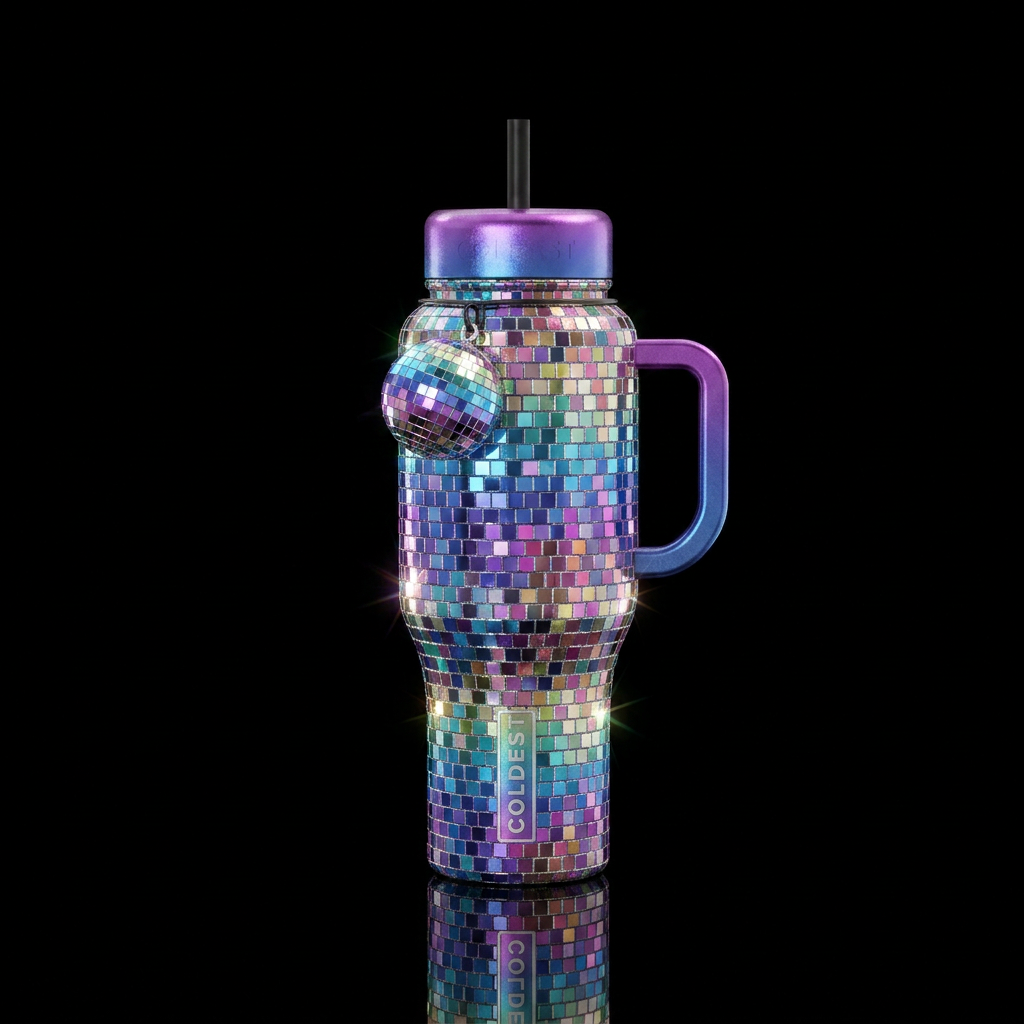Disco ball water bottle design