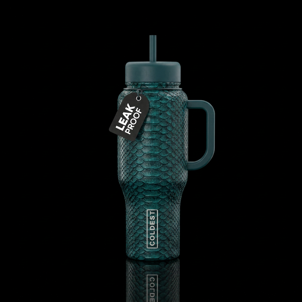 DARK TEALsnakeskin water bottle design