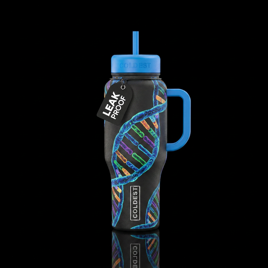 Double helix DNA strand water bottle design
