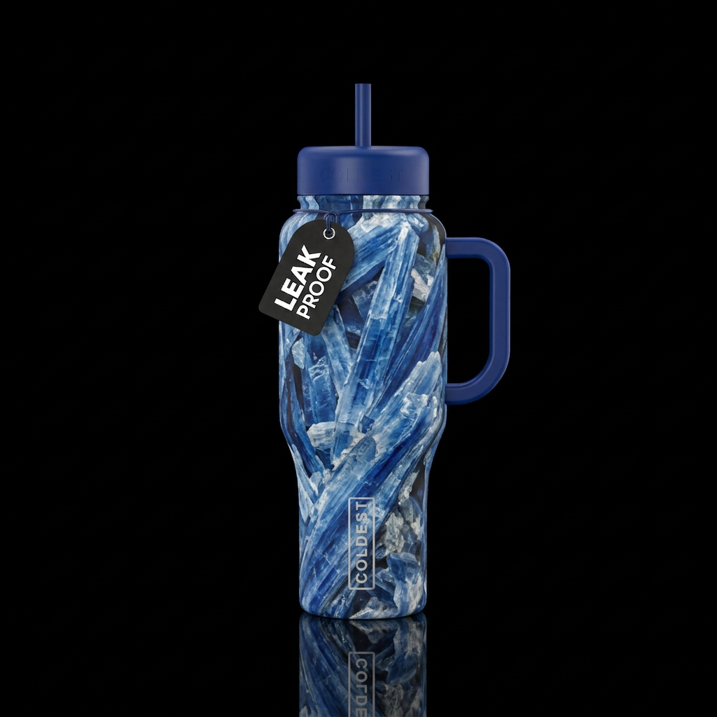 Blue kyanite water bottle design