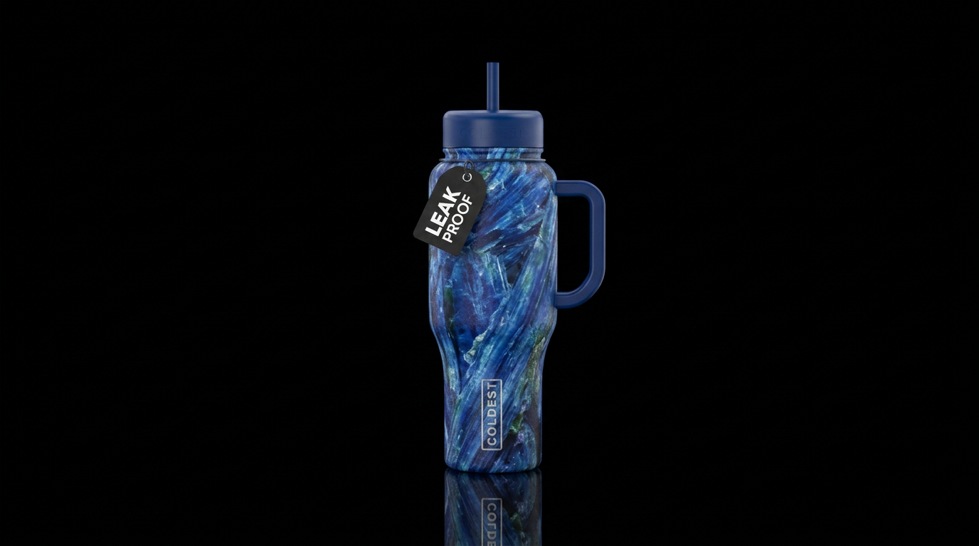 Blue kyanite water bottle design