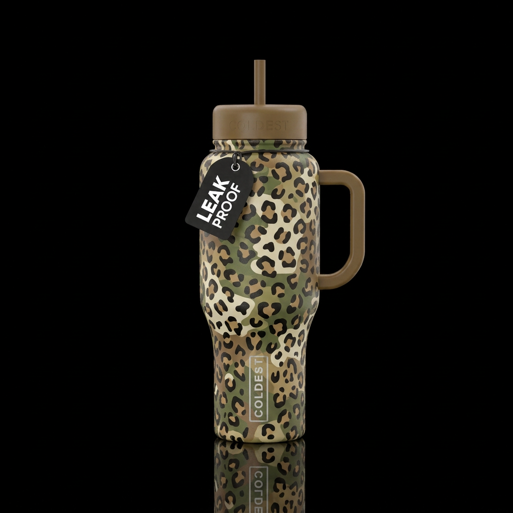 Camouflage made with leopard print water bottle design