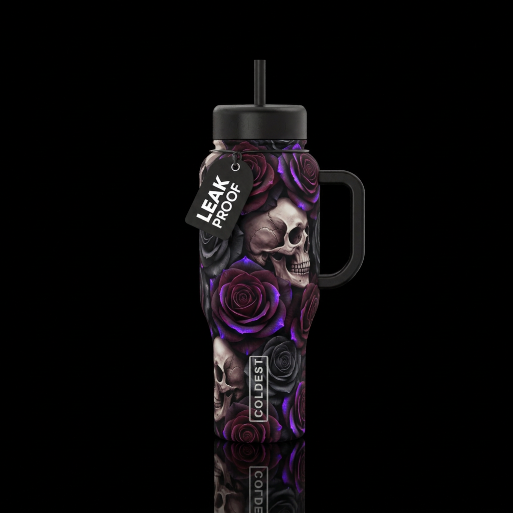 Purple roses water bottle design
