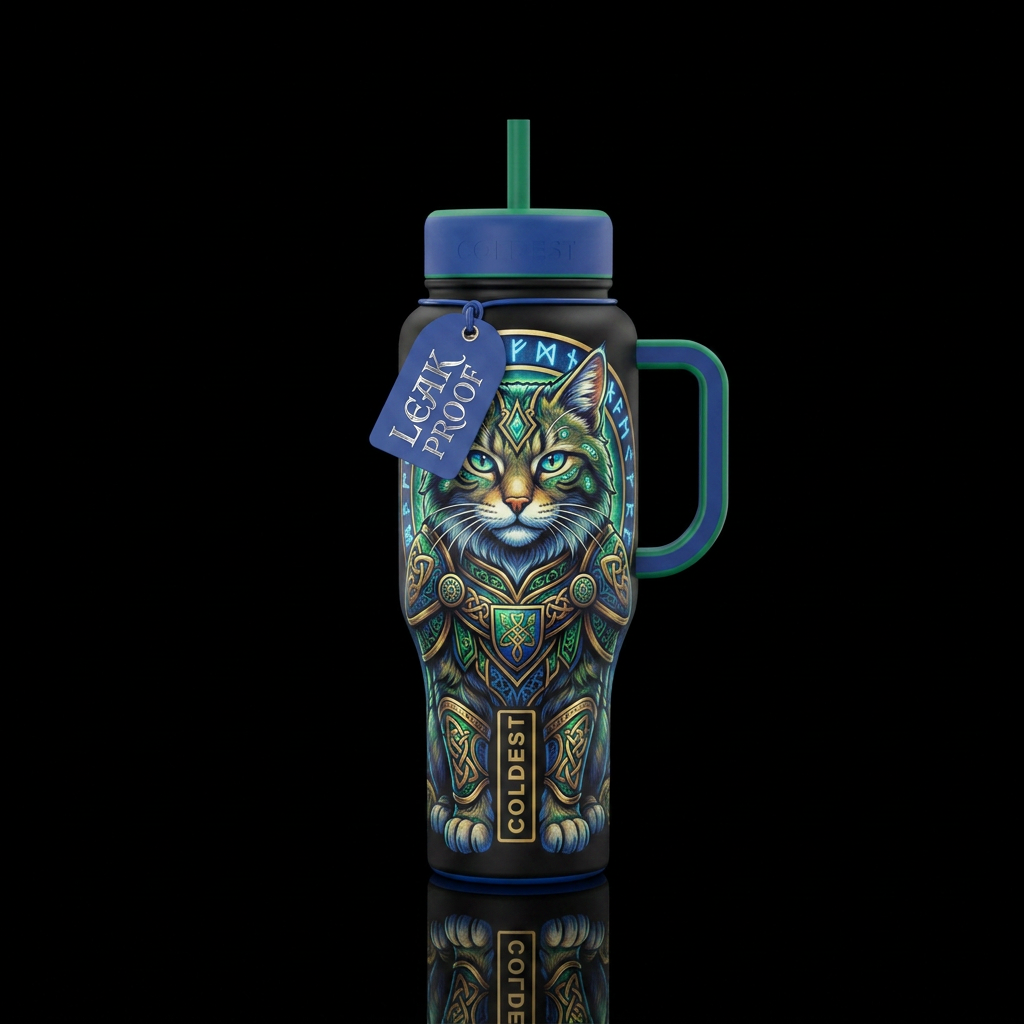 cat, european, mythical water bottle design