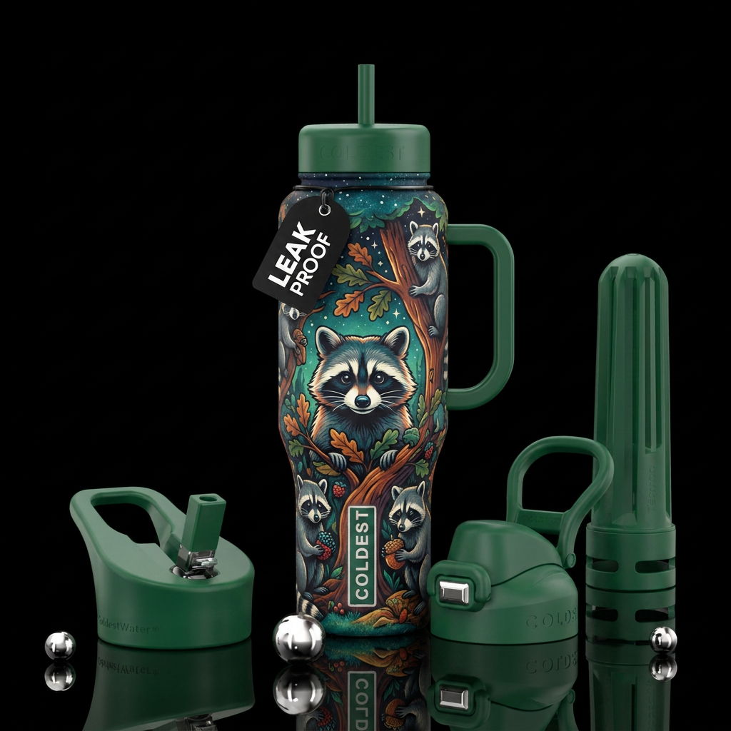 Raccoons water bottle design