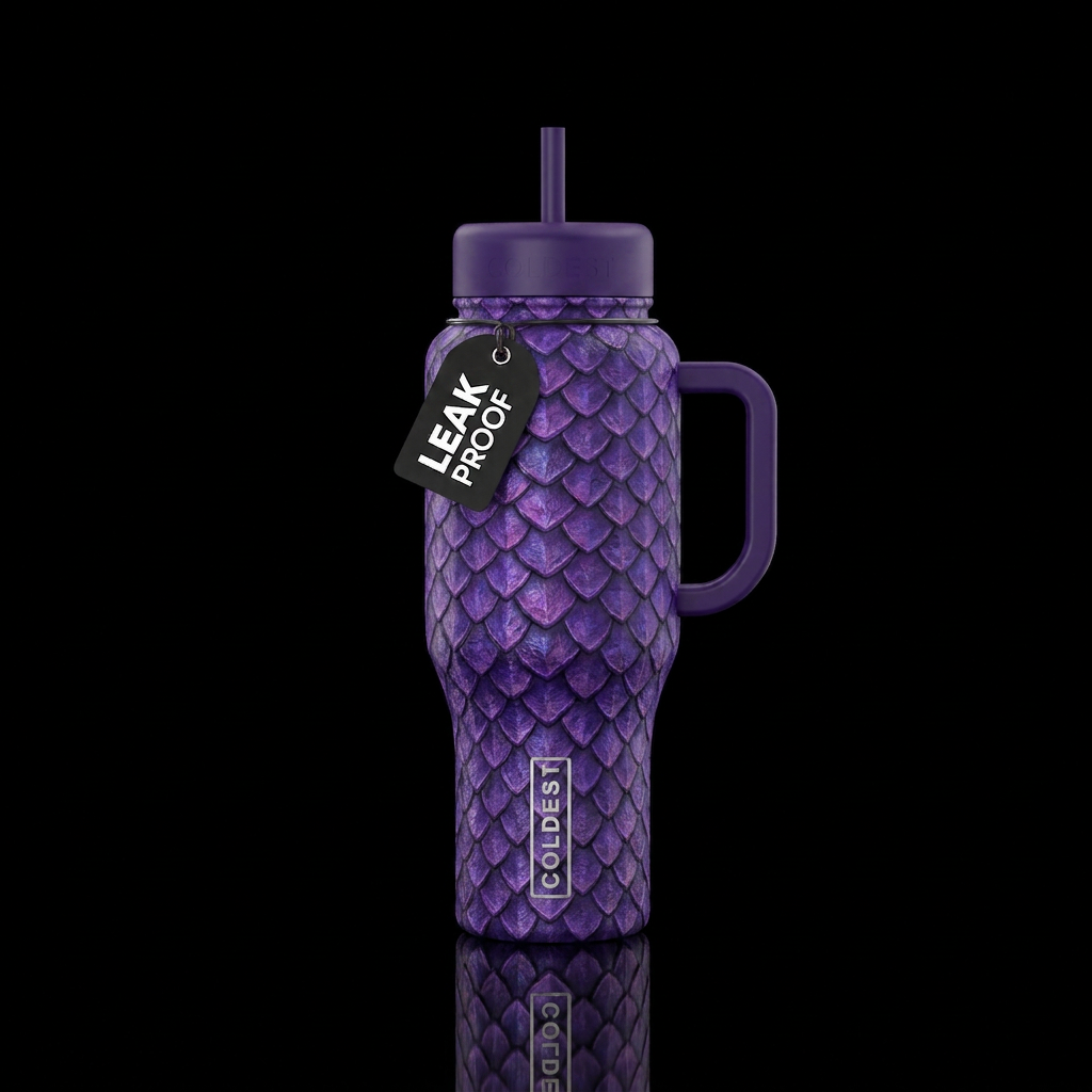 Purple dragon scales water bottle design