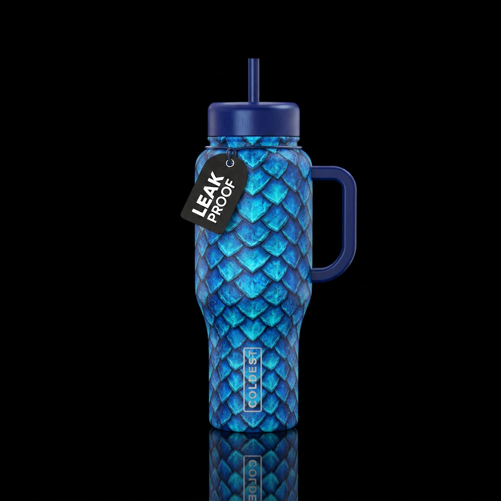 Blue dragon scales water bottle design